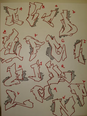 graffiti art letters. graffiti art alphabet.